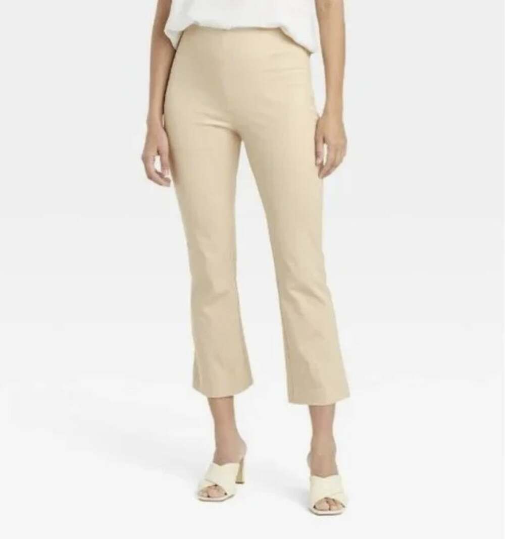 A New Day Tan Kick Flare Highest Rise Stretch Pants Size 12 R NWT